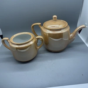 Antique Noritake ''M'' Gold Luster Wear Sugar Bowl and Creamer - Picture 1 of 8