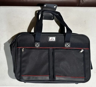 Bagagem vintage American Airlines lado macio estojo de lona azul com trava e chave - Imagem 1 de 4