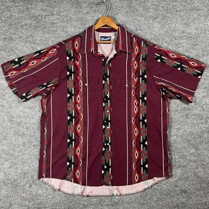 VINTAGE Wrangler Shirt Mens 2XL Southwestern Aztec Pearl Snap Brushpopper - Picture 1 of 12