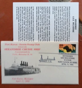 HAFEN HURON SEEANDBEE KREUZFAHRTSCHIFF IN AUFGABE 1992 COVER + INF0 KARTE OHNE ADDR - Bild 1 von 1
