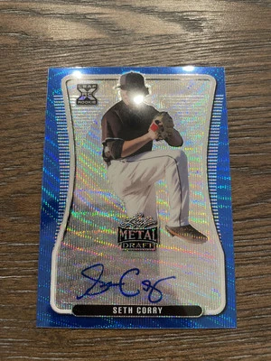 2020 Leaf Metal Draft #BA-SC1 Seth Corry Blue Wave #/20 - Image 1 of 2