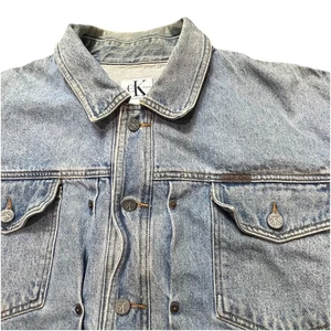 Vintage Calvin Klein Jacke Blau Jeans Denim Trucker Knopfleiste Y2K Herren Gr. XL - Bild 1 von 14