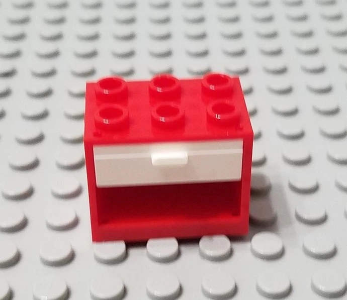 LEGO New Red 2x3x2 Minifigure Container Accessory with White Drawer - Image 1 of 1