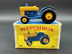 Vintage Lesney Matchbox #39 FORD TRACTOR yellow blue Original Box COMPLETE - Picture 1 of 12