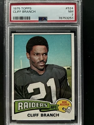 1975 TOPPS #524 CLIFF BRANCH Oakland Raiders NFL HOF 🏈(ROOKIE) PSA NM 7 - Image 1 of 2