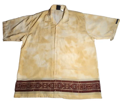 VTG Southpole Mens Shirt Sz 2XL Yellow Tie Dye Rust Hem Trim Short Sleeve NWOT - Image 1 of 4