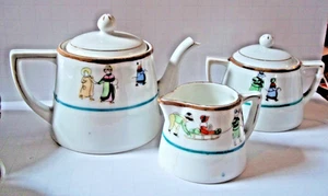 Great Antique Nippon Hand Painted Porcelain Children's Tea Set 22pc - Picture 1 of 9