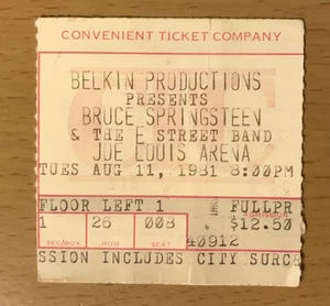 1981 BRUCE SPRINGSTEEN & THE E STREET BAND THE RIVER DETROIT CONCERT TICKET STUB - Picture 1 of 2