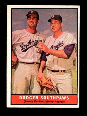 1961 TOPPS #207 DODGER SOUTHPAWS SANDY KOUFAX JOHNNY PODRES DODGERS - Image 1 of 2