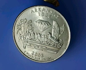2003 P Arkansas State Quarter Good Detail P Stamped Twice Off Center - Picture 1 of 13