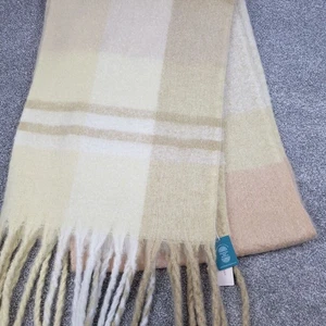Sciarpa Anthropologie donna taglia unica neutra accogliente morbida frangia 96" x 18" nuova con etichetta - Foto 1 di 12