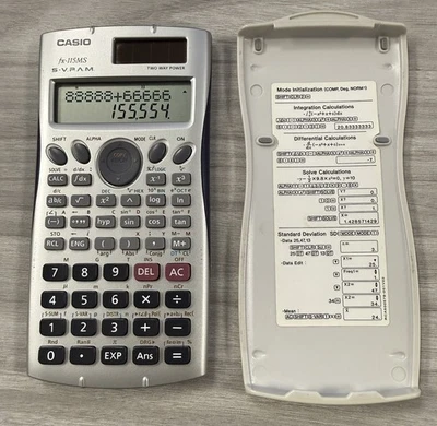 Casio Fx-115MS S-VPAM Scientific Calculator with Case Cover TESTED WORKING - Image 1 of 2