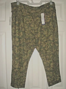 Pantalones capri legging para dama talla 0X (14 W) verde floral nuevos con etiquetas - Imagen 1 de 2