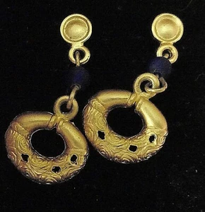 Orecchini stile precolombiano, oro tubago (placcato in oro) - Picture 1 of 5
