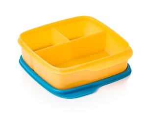 Tupperware Lunch-It Divided Square Snack Storage Orange & Blue New - Picture 1 of 1