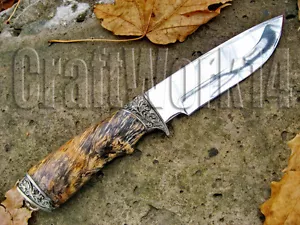 CUCHILLO ÚNICO PERSONALIZADO HECHO A MANO DE CAZA *COPA DE ARCE CANADIENSE * + FUNDA DE CUERO #2 - Imagen 1 de 6