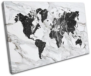 World Atlas Marble Office Maps Flags SINGLE CANVAS WALL ART Picture Print - Picture 1 of 1