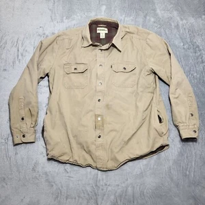Gander Mountain Jacket Men's Medium Beige Shirt Shacket Plaid Inner Snap Button - Picture 1 of 14