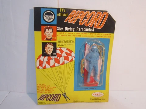 RARE Vintage Ray Line RIPCORD TV Show Sky Diving Parachutist Toy New Old Stock Cover