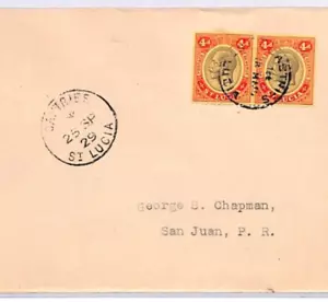 ST LUCIA Air Mail Cover *Castries* 1929 FIRST FLIGHT San Juan PUERTO RICO YS2 - Picture 1 of 12