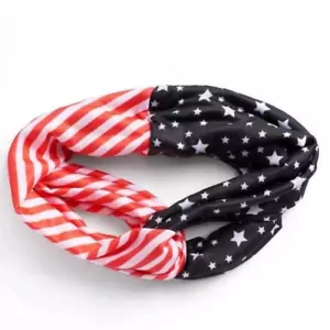 NWT Stars & Stripes Fabric Headband Twist American Flag 4-inch Head Wrap - Picture 1 of 2