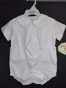 12 Monate Sir John by Rosalina Jungen Shirt und Shorts Set, weiß mit cremefarbenen Details - Bild 1 von 4