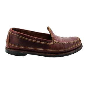 Mens 9.5 2E Wide Chippewa Brown Bison Leather Handcrafted Loafer Moccasin Vibram - Picture 1 of 12