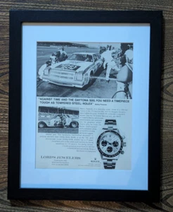 FRAMED 1976 Rolex Daytona Panda Cosmograph Race Watch ORIGINAL VINTAGE PRINT AD - Picture 1 of 2