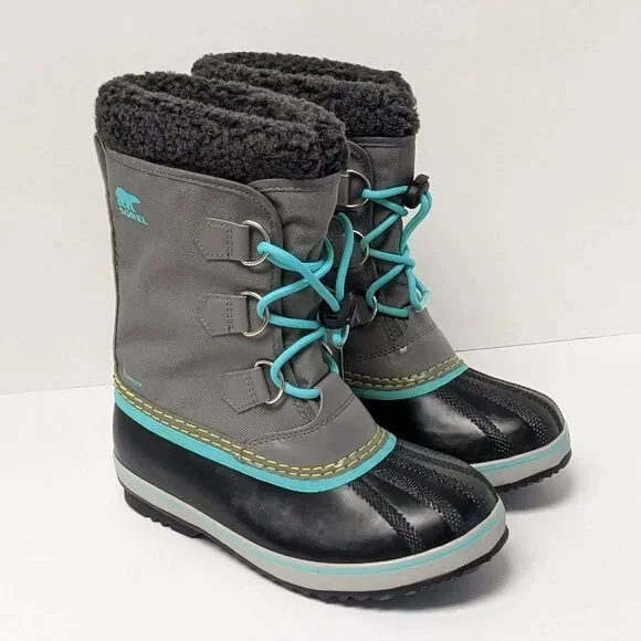 SOREL Z60109 Youth Kids Yoot Pac Gray Waterproof Snow Boots Size 7
