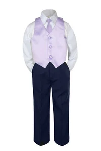 4 piezas Niño Bebé Niño Pequeño Juego de Traje Color Corbata Chaleco Formal AZUL MARINO Pantalones S-8 - Imagen 1 de 26