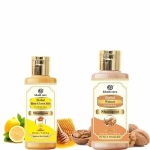 Khadi Care Honey & Lemon Juice & Khadi Care Herbal Walnut Shampoo - Combo (210 m - Picture 1 of 5