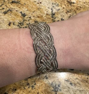 VINTAGE CABLE WEAVE STERLING SILVER 925 CUFF BRACELET 7 1/4” - Picture 1 of 11