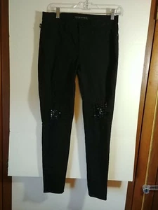 Pantalones de mezclilla Rock & Republic negros ajustados elásticos en dificultades, talla 8, #3347 - Imagen 1 de 7