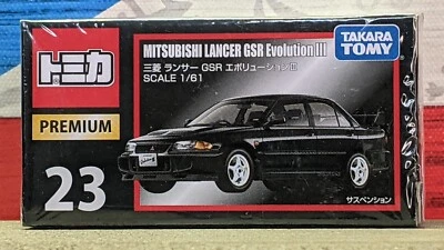 TOMICA PREMIUM #23 MITSUBISHI LANCER GSR EVOLUTION III 1/61 SCALE USA STOCK!!! - Image 1 of 3