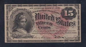 US 15c Fractional Currency Note 4th Issue FR 1267 AU (-004) - Picture 1 of 2