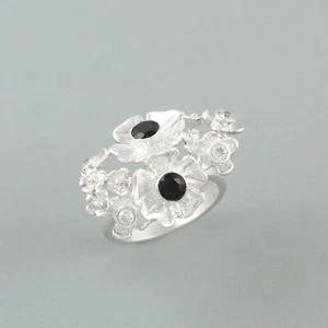 Statement Ring Handmade Sterling Silver 925 Black Onyx Round Shape Party Wear - Picture 1 of 2