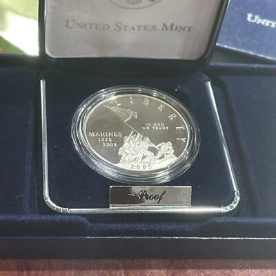 2005 Marine Corps 230th Anniversary Proof Silver Dollar 90% Box Set With COA - Image 1 of 4