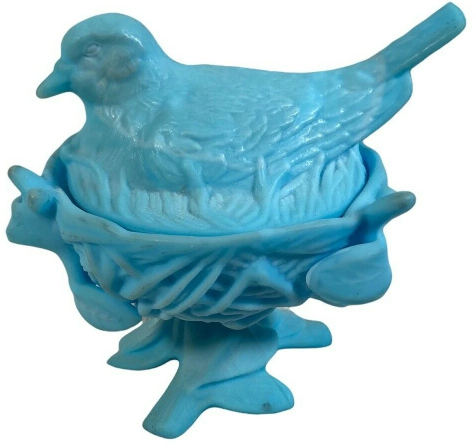 William Crumpleholme коробка для безделушек птица гнездо винтажная синяя керамическая фигурка - Изображение 1 из 3