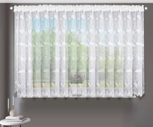 Schöne Fertiggardine LB-105wb Gardine Voile Fenstergardine Blume Höhe 145x400cm - Bild 1 von 1