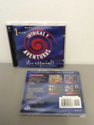 Intrigas Y Aventuras En Espanol 1 Uno, Interactive CD-ROM  2-CD McDougal Littell - Image 1 of 3
