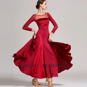 Womens Ballroom Backless Latin Tango Rumba Ruffled Performance Samba Salsa Dress - Imagen 1 de 15