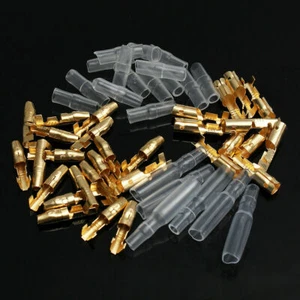 50 Set 3.9mm Motorcycle Brass Bullet Connector Terminal Male & Female With Cover - Picture 1 of 6