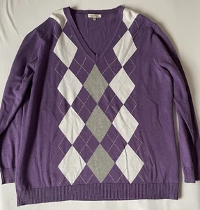 MARCO PECCI schöner Strickpullover 48 Lila mit Rautenmuster - Bild 1 von 5