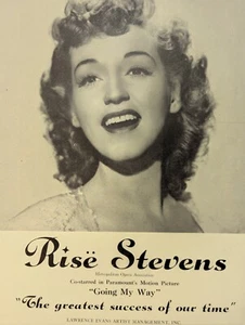 Rise Stevens 1945 Booking Ad Musical Performer Concert Soprano - Picture 1 of 3