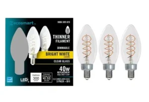 9-BULBS-40-Watt Equivalent B11 Dimmable E12 Candelabra Fine Bendy LED 815 - Picture 1 of 3