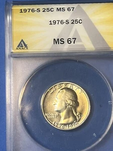 1976 S Silver Bicentennial ANACS MS67 Washington quarter - Picture 1 of 5