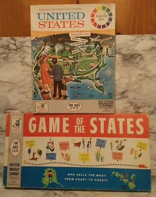 Juego de actividades completo de colección 1960 Game of States Milton Bradley & Comptons United Foto 1 de 4