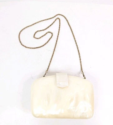 Vintage Chic Lucite Evening Purse Tortoise Shell Clutch w/Strap 7" x 2" x 5"  - Image 1 of 4