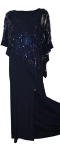 Vtg Style Women's Navy Blue Sequin Goth Witchy Fairy Grunge Formal Dress Sz 12 - Picture 1 of 4
