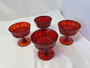 Lot de 4 tasses à dessert Sherbet en verre rouge rubis Noritake Perspective Amberina - Photo 1/8